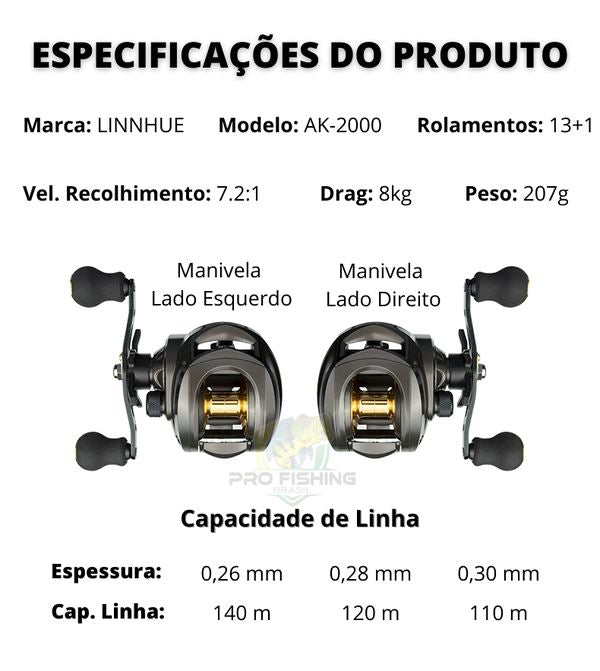 Nova Carretilha Premium LURE PRO AK-2000 FNT1401